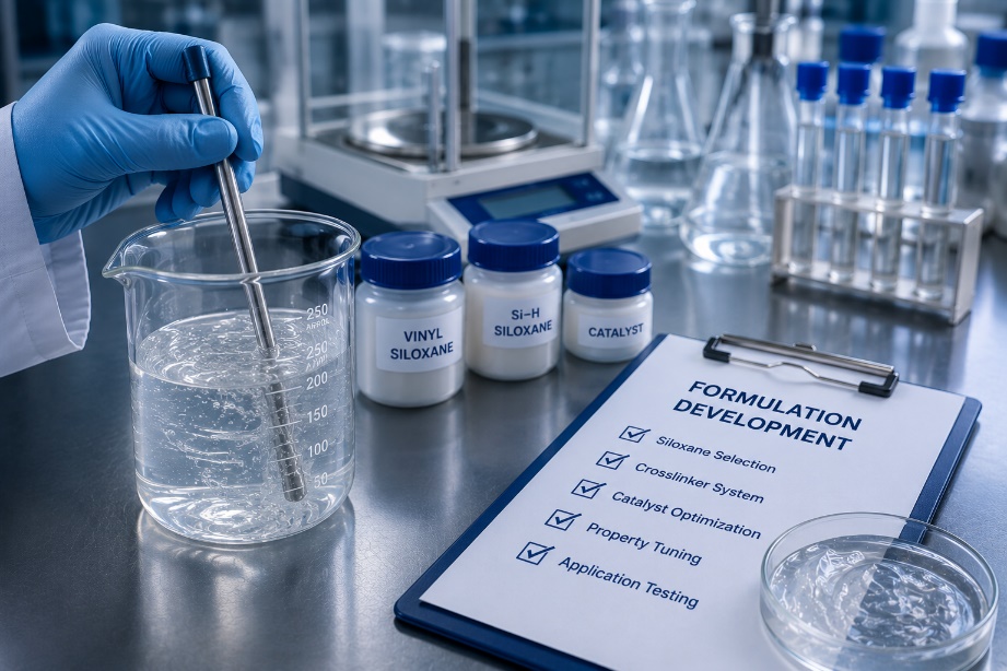 Laboratory formulation development for functional siloxanes