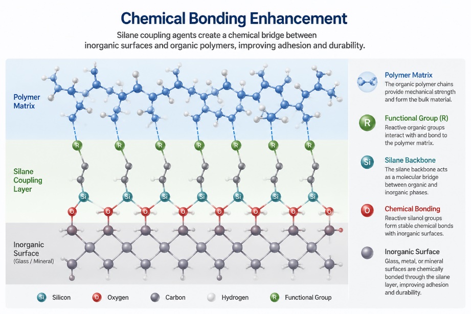 Chemical bonding enhancement at an inorganic surface