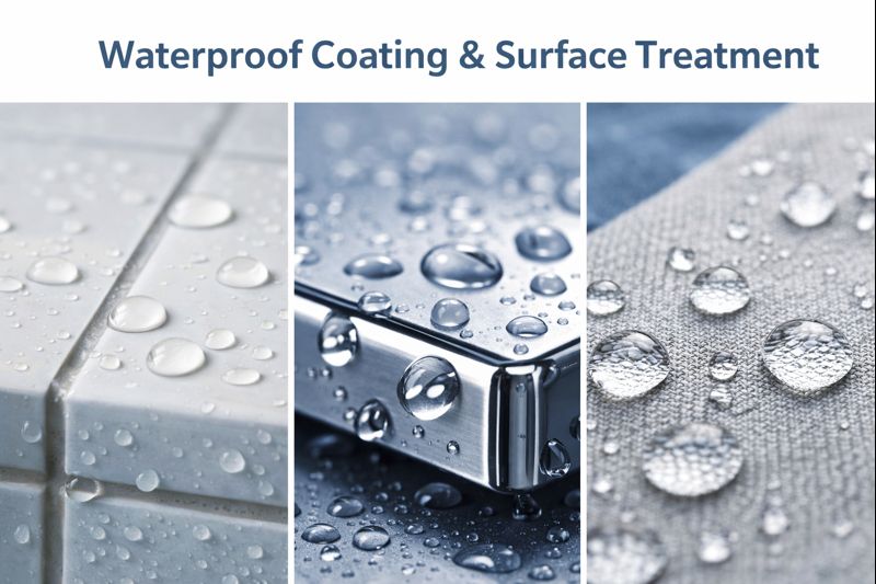 Water droplets demonstrating water repellency on treated surfaces